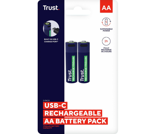 Trust 2x AA - ładowanie USB-C - 1321008 - zdjęcie 4
